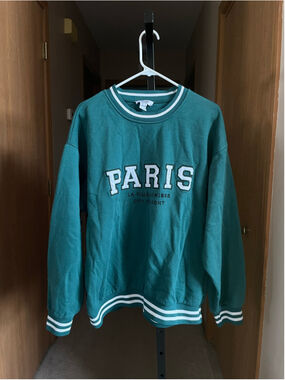Women's Refuge Athletics Paris Sweatshirt Size L Green White